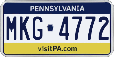 PA license plate MKG4772