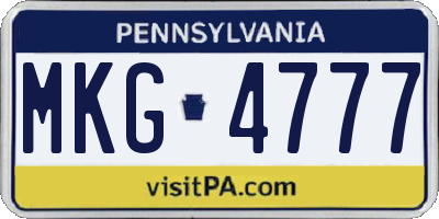 PA license plate MKG4777