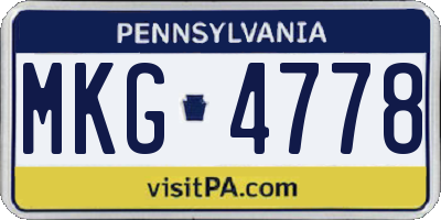 PA license plate MKG4778