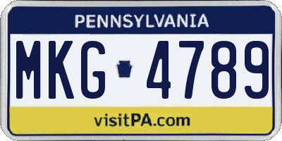 PA license plate MKG4789