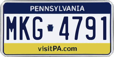 PA license plate MKG4791