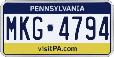 PA license plate MKG4794