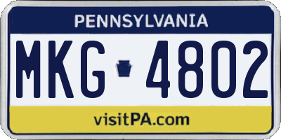 PA license plate MKG4802
