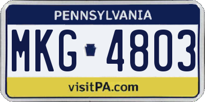 PA license plate MKG4803