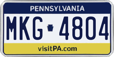 PA license plate MKG4804