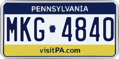 PA license plate MKG4840