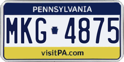 PA license plate MKG4875