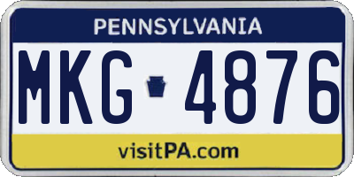 PA license plate MKG4876