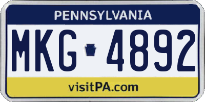 PA license plate MKG4892