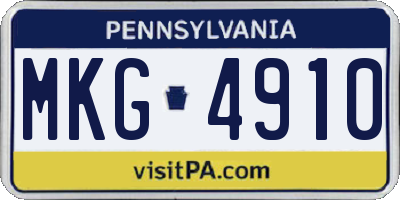 PA license plate MKG4910