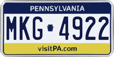 PA license plate MKG4922