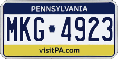 PA license plate MKG4923