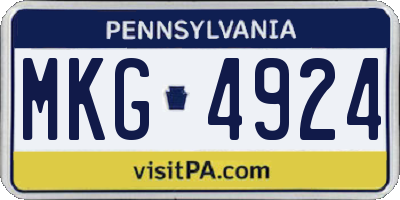 PA license plate MKG4924