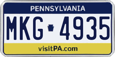 PA license plate MKG4935
