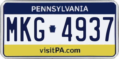 PA license plate MKG4937