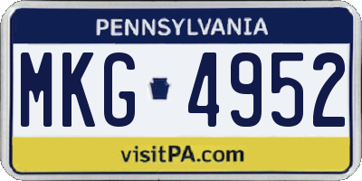 PA license plate MKG4952