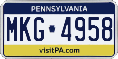 PA license plate MKG4958