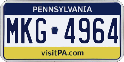 PA license plate MKG4964