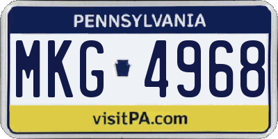 PA license plate MKG4968