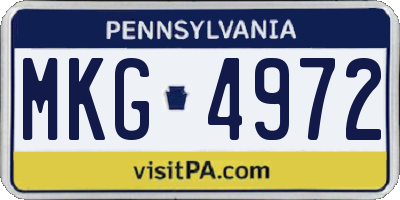 PA license plate MKG4972