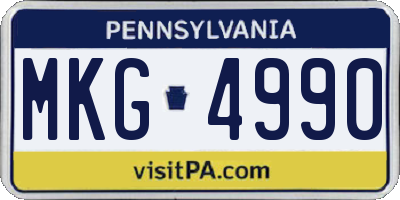 PA license plate MKG4990