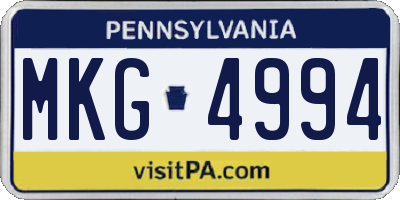 PA license plate MKG4994