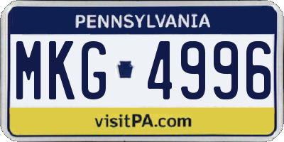 PA license plate MKG4996