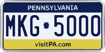 PA license plate MKG5000