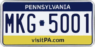 PA license plate MKG5001