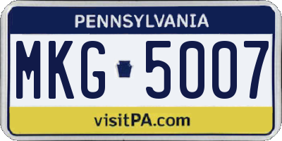 PA license plate MKG5007