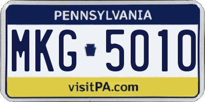 PA license plate MKG5010