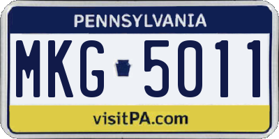 PA license plate MKG5011