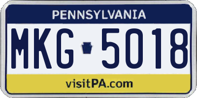 PA license plate MKG5018