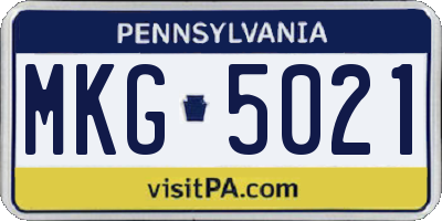 PA license plate MKG5021