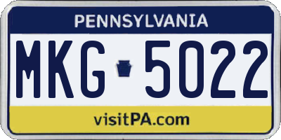 PA license plate MKG5022