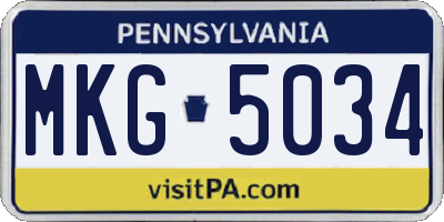 PA license plate MKG5034
