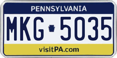 PA license plate MKG5035