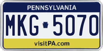 PA license plate MKG5070