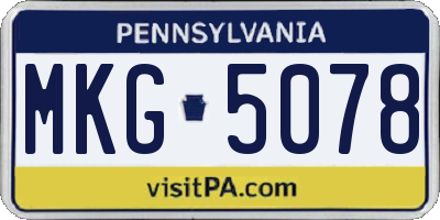 PA license plate MKG5078
