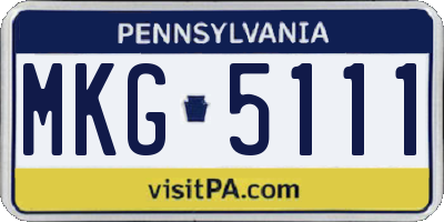 PA license plate MKG5111