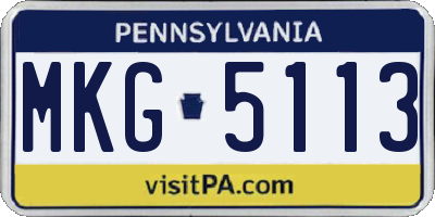 PA license plate MKG5113