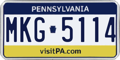 PA license plate MKG5114