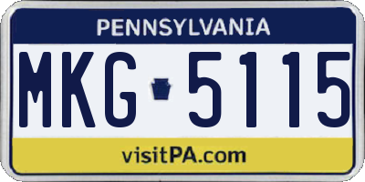 PA license plate MKG5115