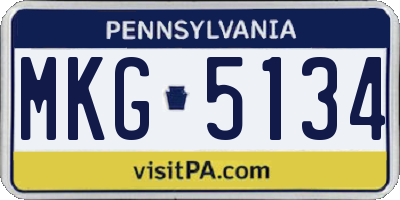 PA license plate MKG5134