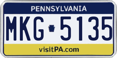 PA license plate MKG5135