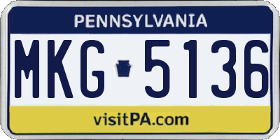 PA license plate MKG5136