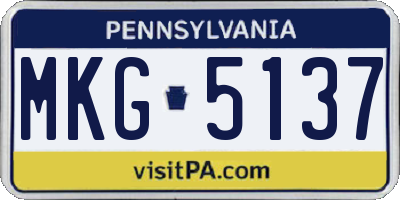 PA license plate MKG5137
