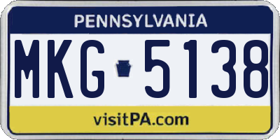 PA license plate MKG5138