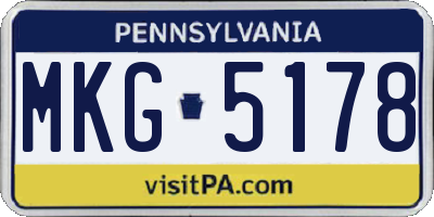 PA license plate MKG5178