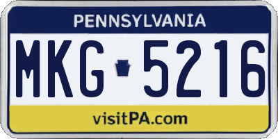 PA license plate MKG5216